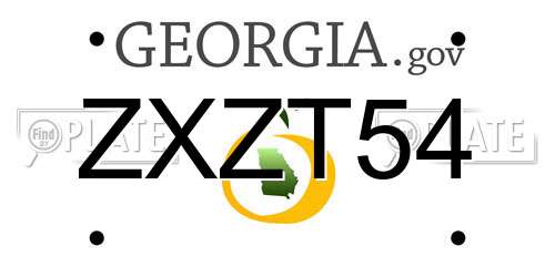 ZXZT54 Georgia License Plate
