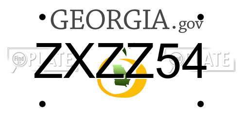 ZXZZ54 Georgia License Plate