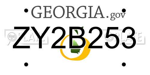 ZY2B253 Georgia License Plate