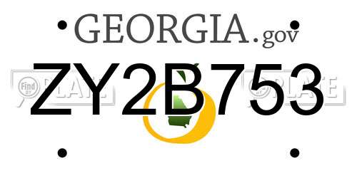 ZY2B753 Georgia License Plate