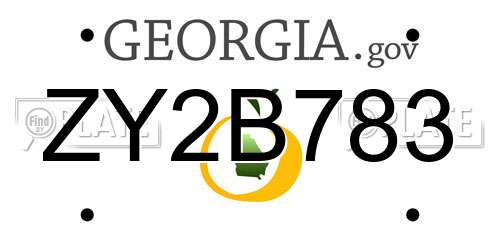 ZY2B783 Georgia License Plate