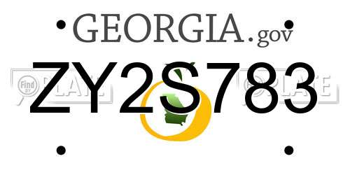 ZY2S783 Georgia License Plate