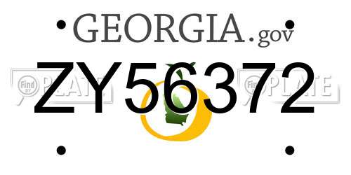 ZY56372 Georgia License Plate