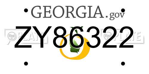 ZY86322 Georgia License Plate