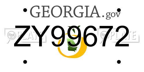 ZY99672 Georgia License Plate