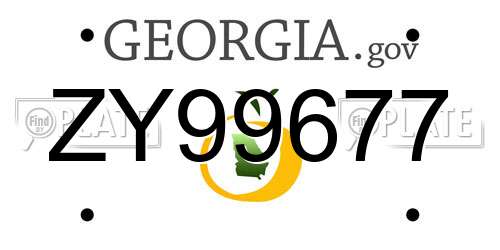 ZY99677 Georgia License Plate
