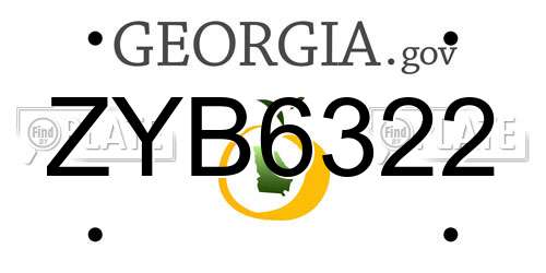 ZYB6322 Georgia License Plate