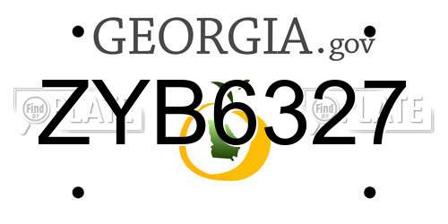 ZYB6327 Georgia License Plate