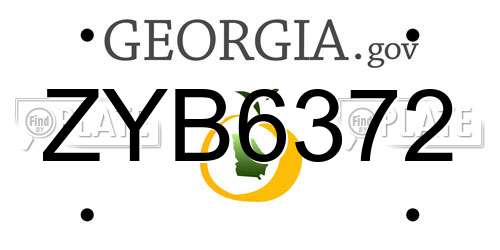 ZYB6372 Georgia License Plate