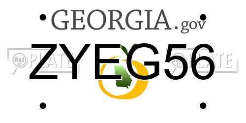 ZYEG56 Georgia License Plate