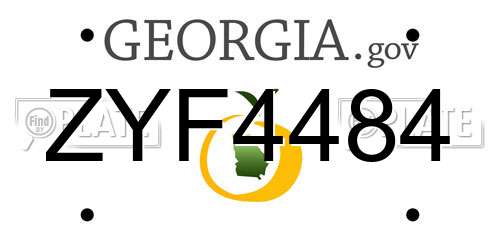 ZYF4484 Georgia License Plate