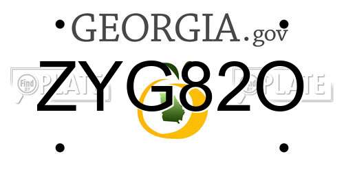 ZYG82O Georgia License Plate