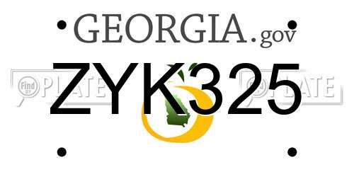 ZYK325 Georgia License Plate