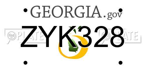 ZYK328 Georgia License Plate