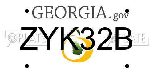ZYK32B Georgia License Plate