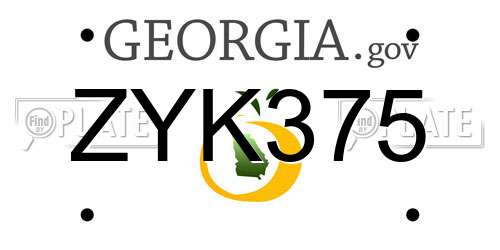 ZYK375 Georgia License Plate