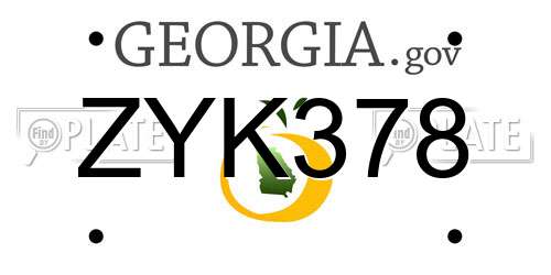 ZYK378 Georgia License Plate