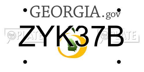 ZYK37B Georgia License Plate