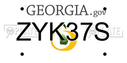 ZYK37S Georgia License Plate