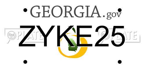 ZYKE25 Georgia License Plate