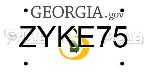 ZYKE75 Georgia License Plate