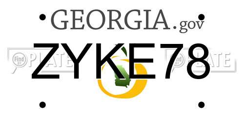ZYKE78 Georgia License Plate