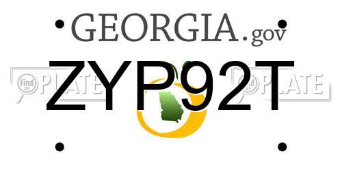 ZYP92T Georgia License Plate