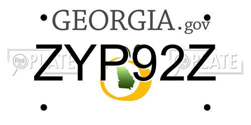 ZYP92Z Georgia License Plate
