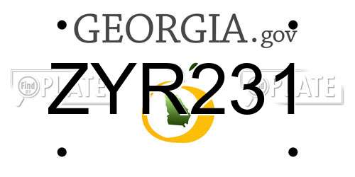 ZYR231 Georgia License Plate