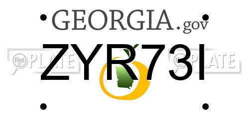 ZYR73I Georgia License Plate