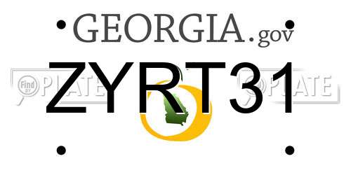ZYRT31 Georgia License Plate