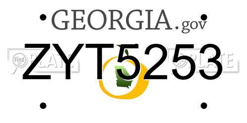 ZYT5253 Georgia License Plate