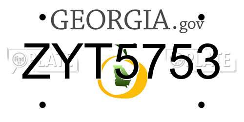 ZYT5753 Georgia License Plate