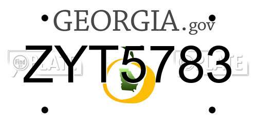 ZYT5783 Georgia License Plate