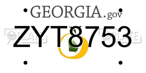 ZYT8753 Georgia License Plate