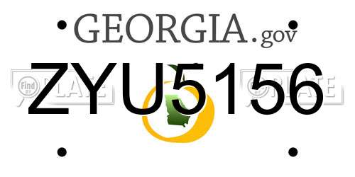 ZYU5156 Georgia License Plate