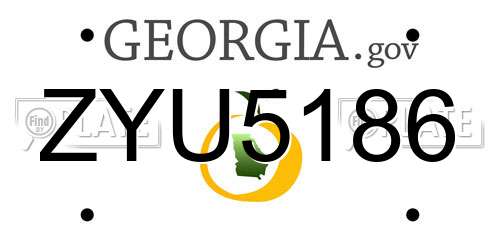 ZYU5186 Georgia License Plate