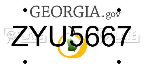 ZYU5667 Georgia License Plate