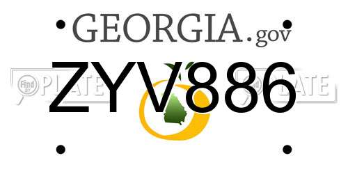 ZYV886 Georgia License Plate