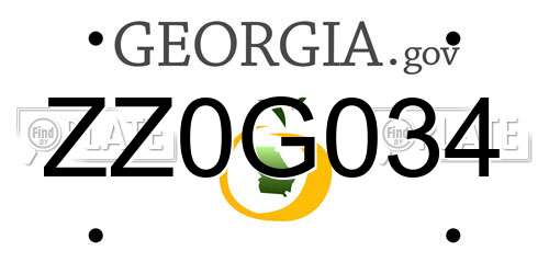 ZZ0G034 Georgia License Plate