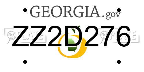 ZZ2D276 Georgia License Plate