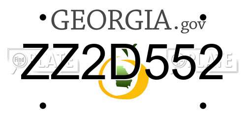 ZZ2D552 Georgia License Plate