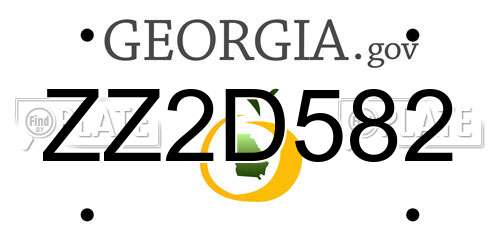 ZZ2D582 Georgia License Plate