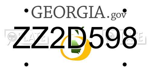ZZ2D598 Georgia License Plate