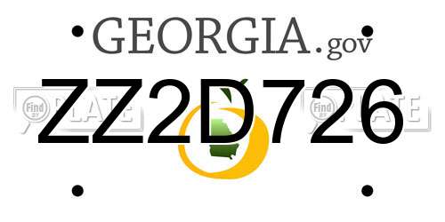 ZZ2D726 Georgia License Plate