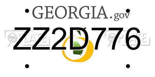 ZZ2D776 Georgia License Plate