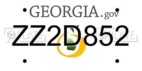 ZZ2D852 Georgia License Plate