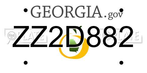 ZZ2D882 Georgia License Plate