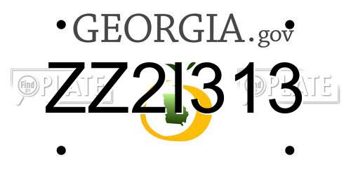 ZZ2I313 Georgia License Plate