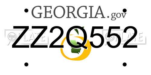 ZZ2Q552 Georgia License Plate